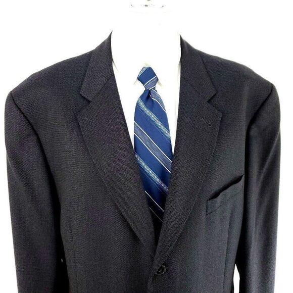 Joseph Abboud Nordstrom Wool 3 Button Sport Coat 46L Blue Brown‎ Tan Check - Picture 1 of 10